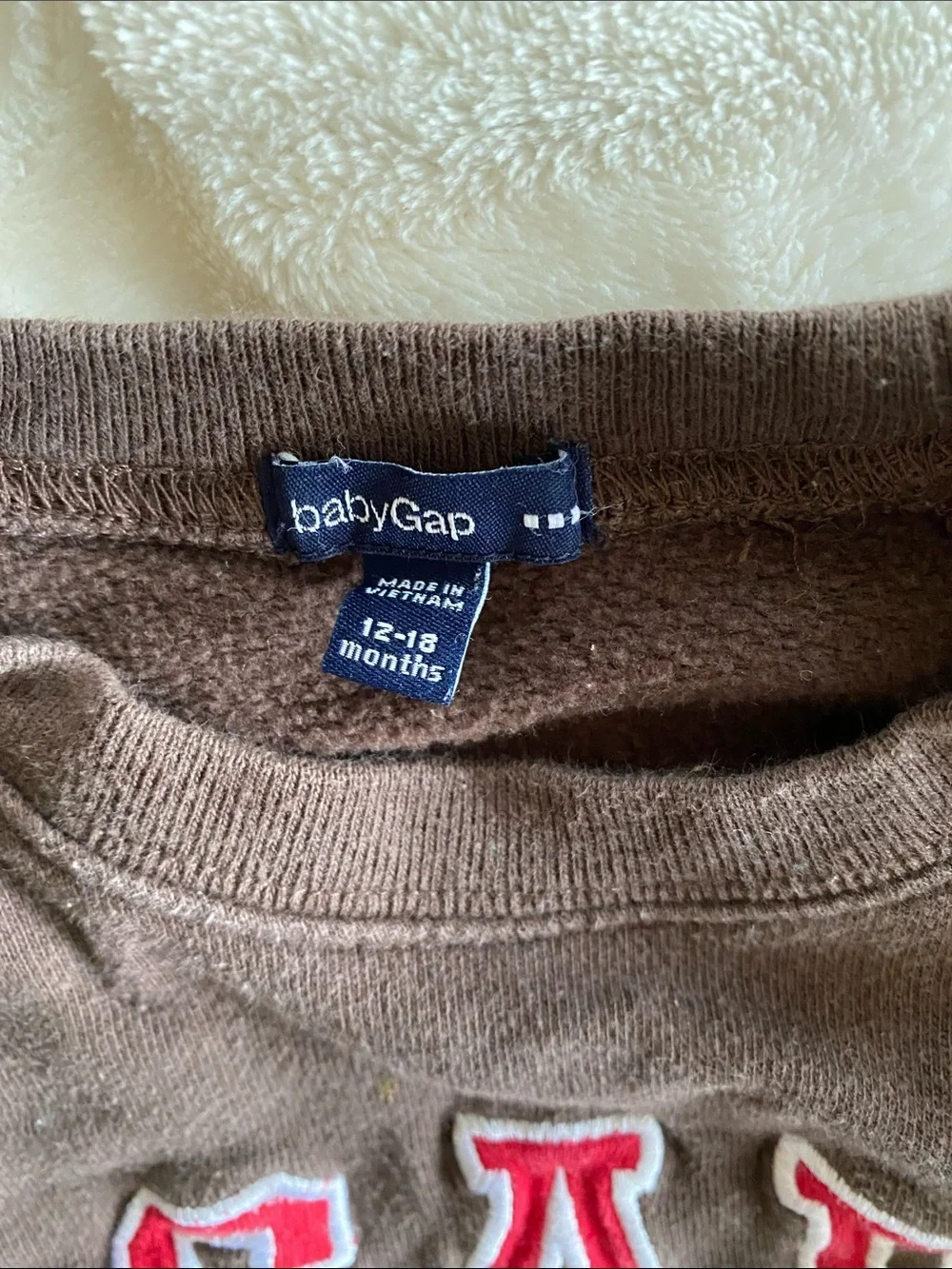 GAP Chocolate Brown Kids Crewneck Sweatshirt with Red Logo